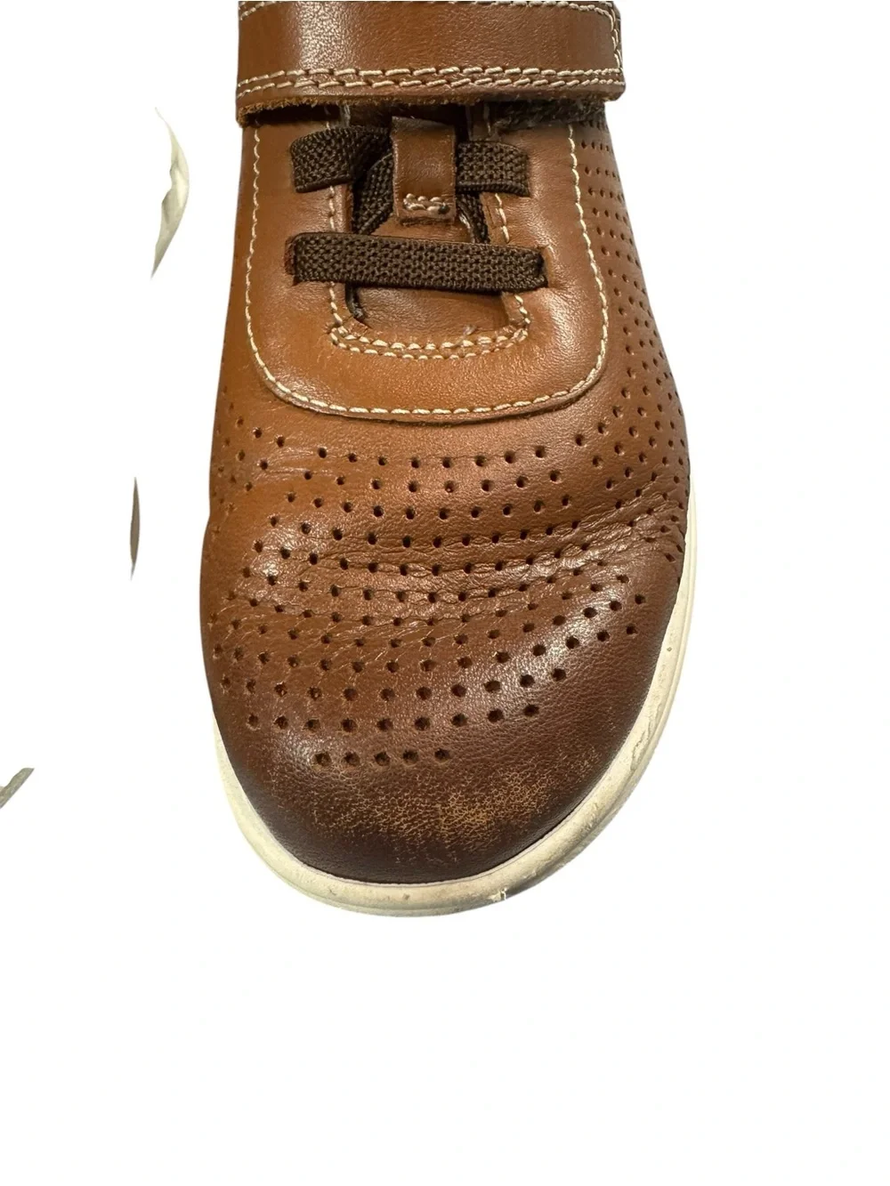 Johnston & Murphy Kids‎ Brown Perforated Leather Hook-and-Loop Dress Shoes